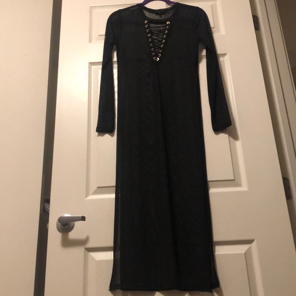 Long sleeve black sheer top